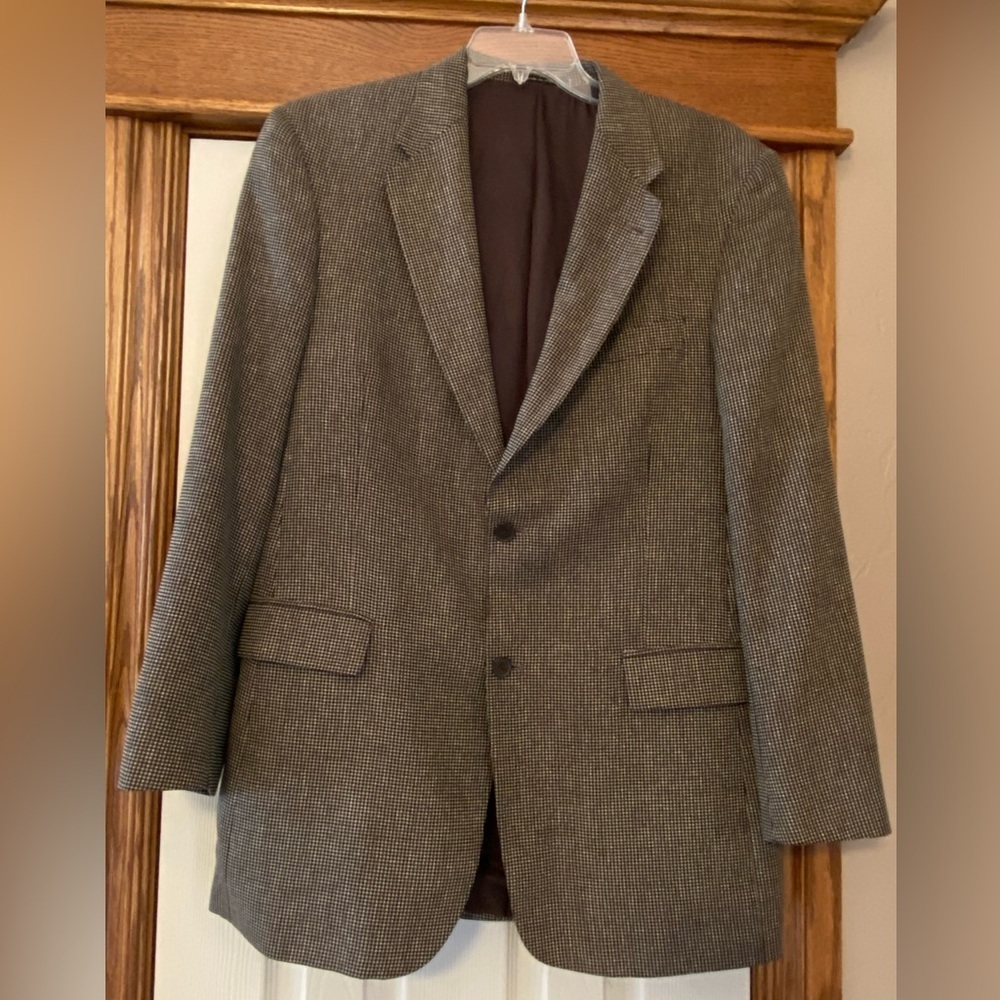 Murano Italy Dillards Mens Brown Tweed Sport Coat Blazer Sz 42 L Silk Wo…
